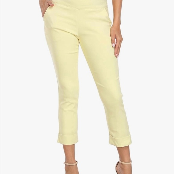 Mario Serrani Yellow & White Capri Pants size Small - Picture 3 of 11